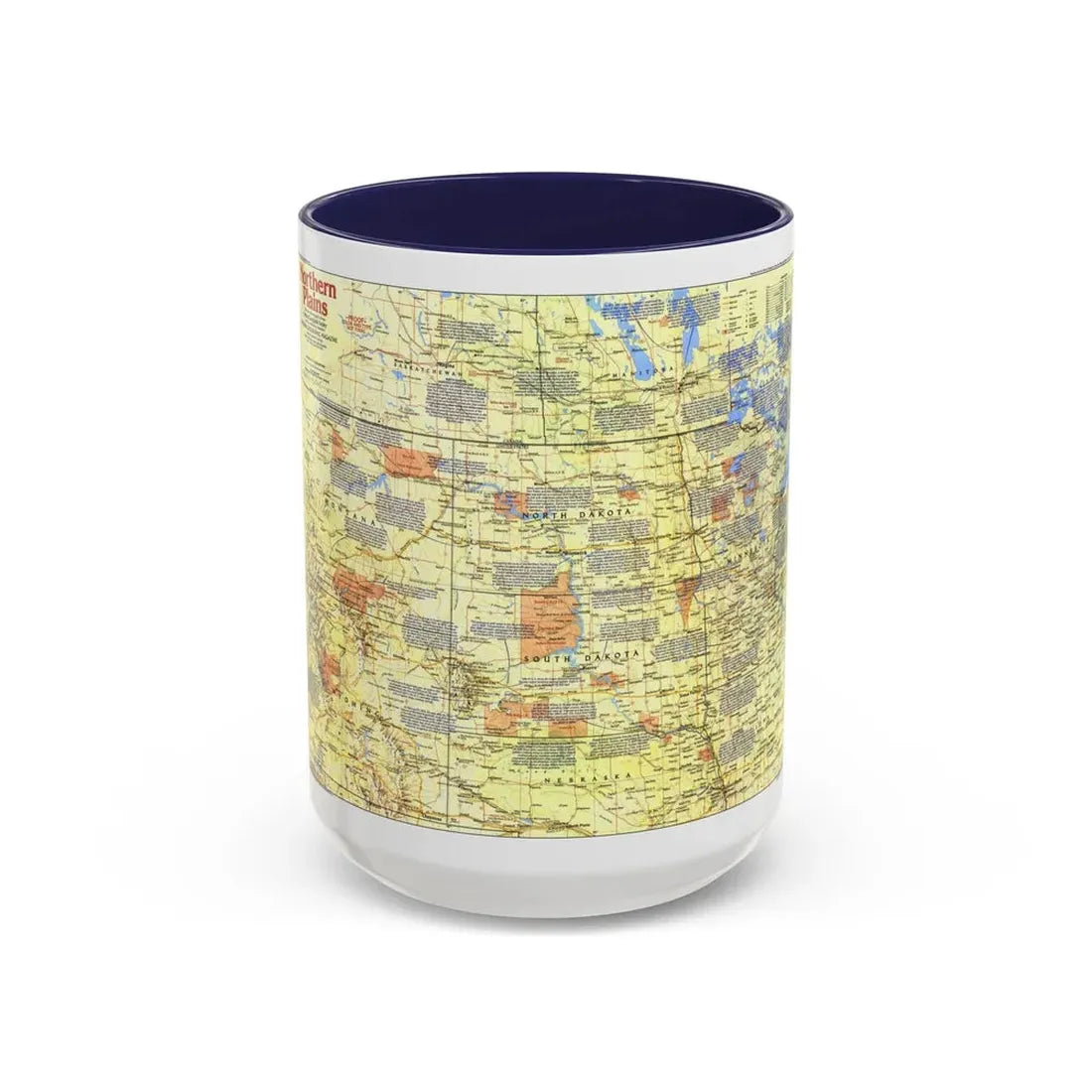 USA - Northern Plains 1 (1986) (Map) Accent Coffee Mug 15oz Navy - Go Mug Yourself