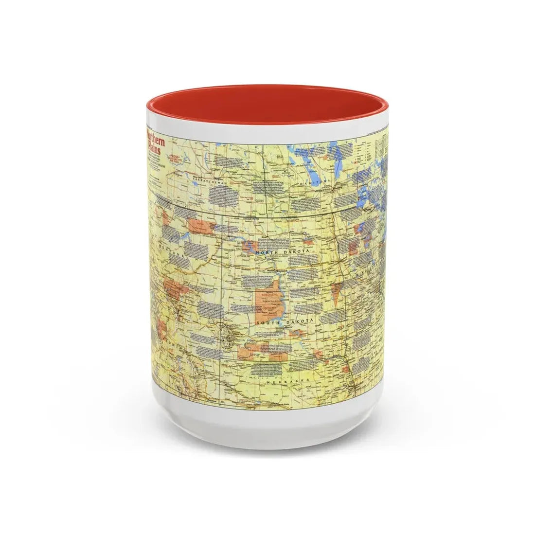 USA - Northern Plains 1 (1986) (Map) Accent Coffee Mug 15oz Red - Go Mug Yourself