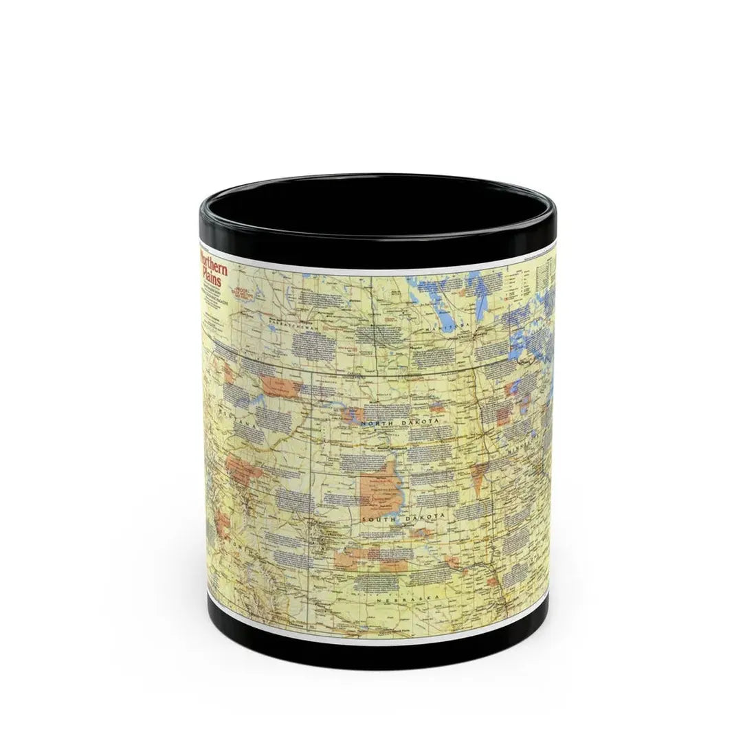 USA - Northern Plains 1 (1986) (Map) Black Coffee Mug 11oz - Go Mug Yourself