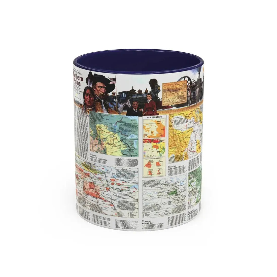 USA - Northern Plains 2 (1986) (Map) Accent Coffee Mug 11oz Navy - Go Mug Yourself