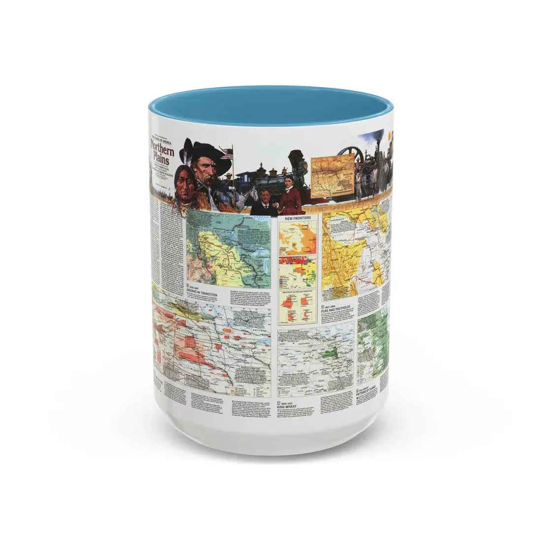 USA - Northern Plains 2 (1986) (Map) Accent Coffee Mug 15oz Light Blue - Go Mug Yourself