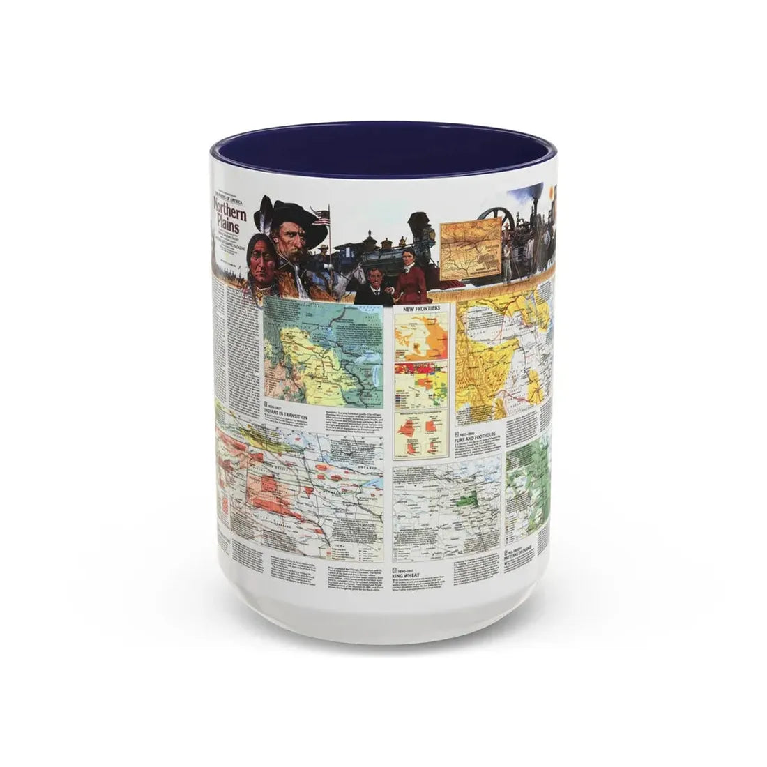 USA - Northern Plains 2 (1986) (Map) Accent Coffee Mug 15oz Navy - Go Mug Yourself