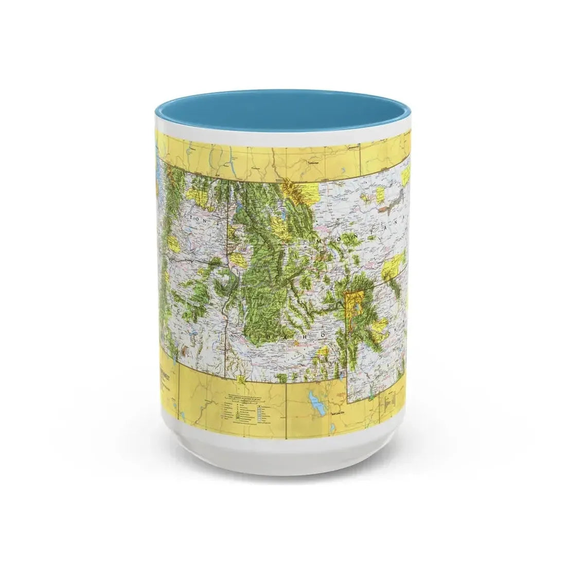USA - Northwest 1 (1973) (Map) Accent Coffee Mug 15oz Light Blue - Go Mug Yourself