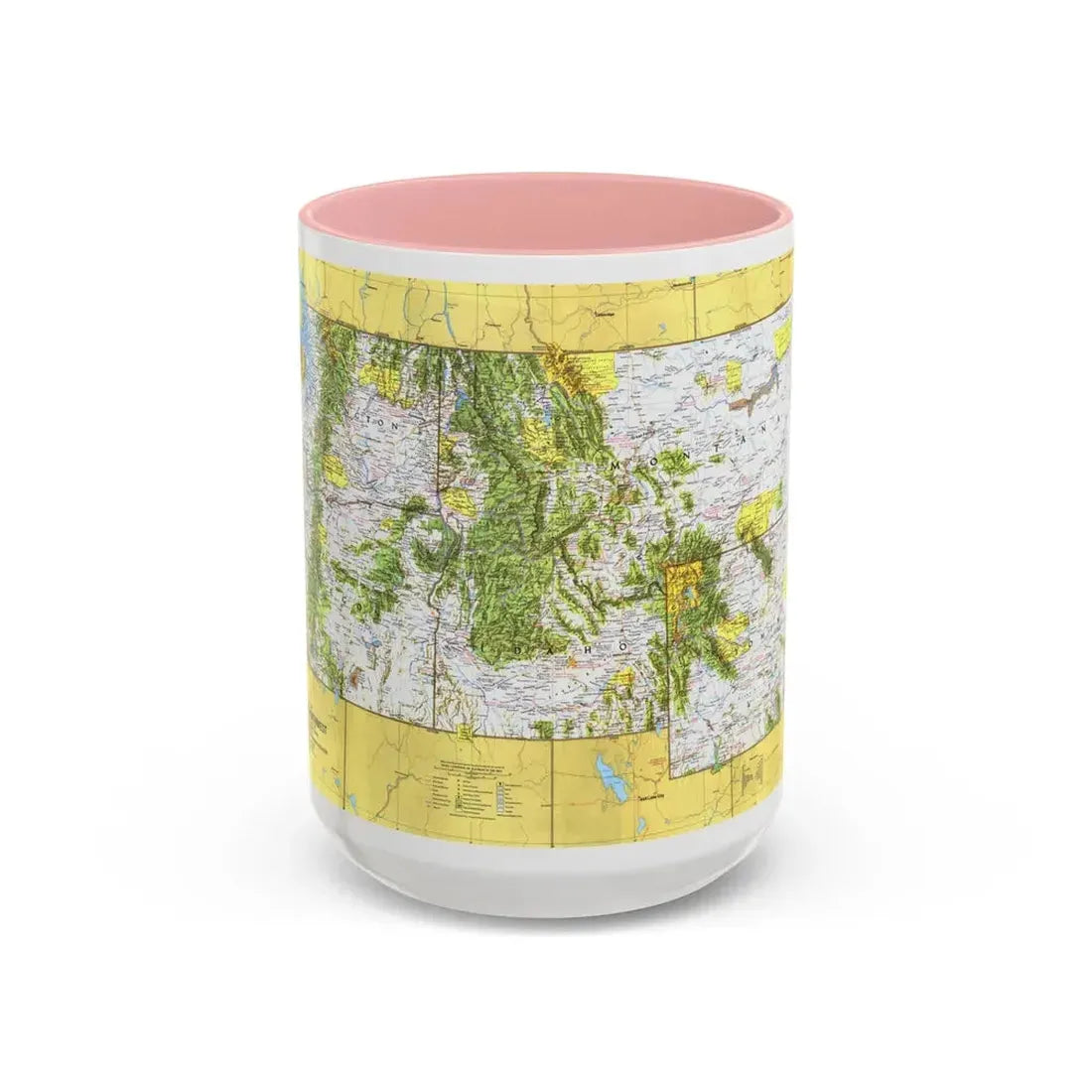USA - Northwest 1 (1973) (Map) Accent Coffee Mug 15oz Pink - Go Mug Yourself