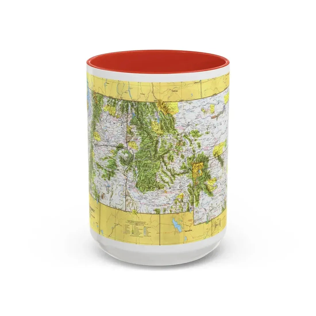 USA - Northwest 1 (1973) (Map) Accent Coffee Mug 15oz Red - Go Mug Yourself