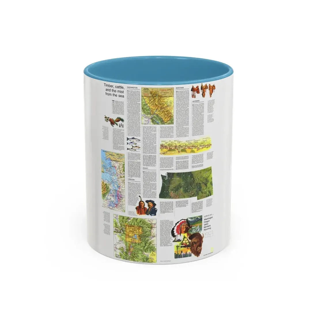 USA - Northwest 2 (1973) (Map) Accent Coffee Mug 11oz Light Blue - Go Mug Yourself