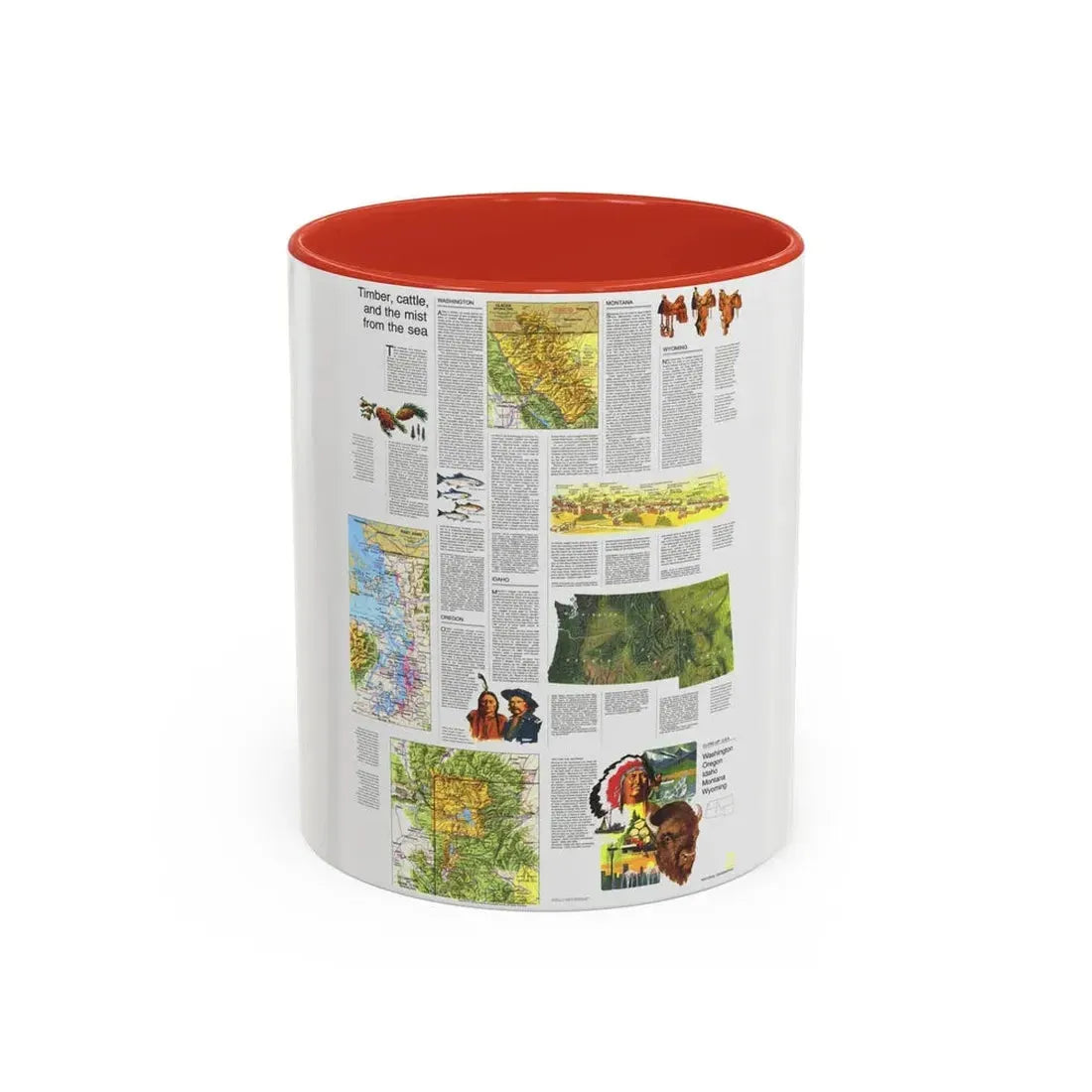 USA - Northwest 2 (1973) (Map) Accent Coffee Mug 11oz Red - Go Mug Yourself