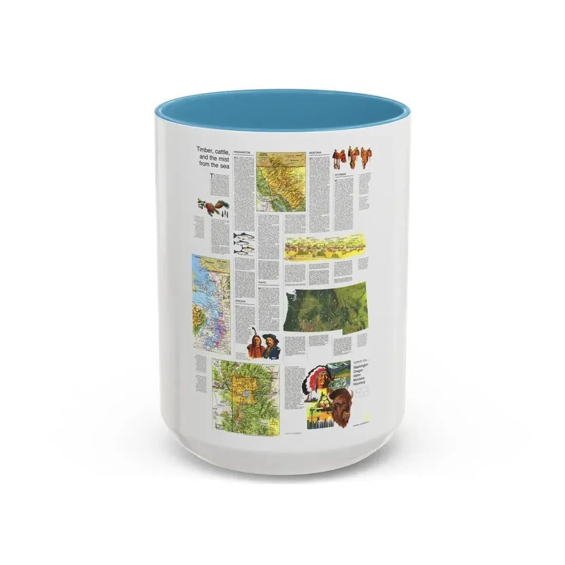 USA - Northwest 2 (1973) (Map) Accent Coffee Mug 15oz Light Blue - Go Mug Yourself