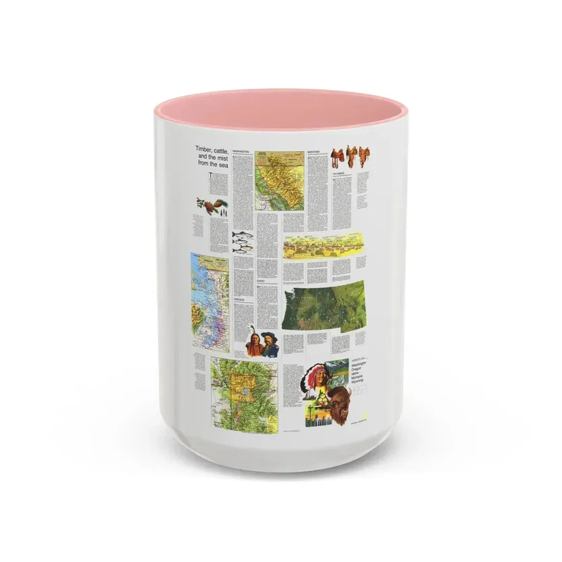 USA - Northwest 2 (1973) (Map) Accent Coffee Mug 15oz Pink - Go Mug Yourself