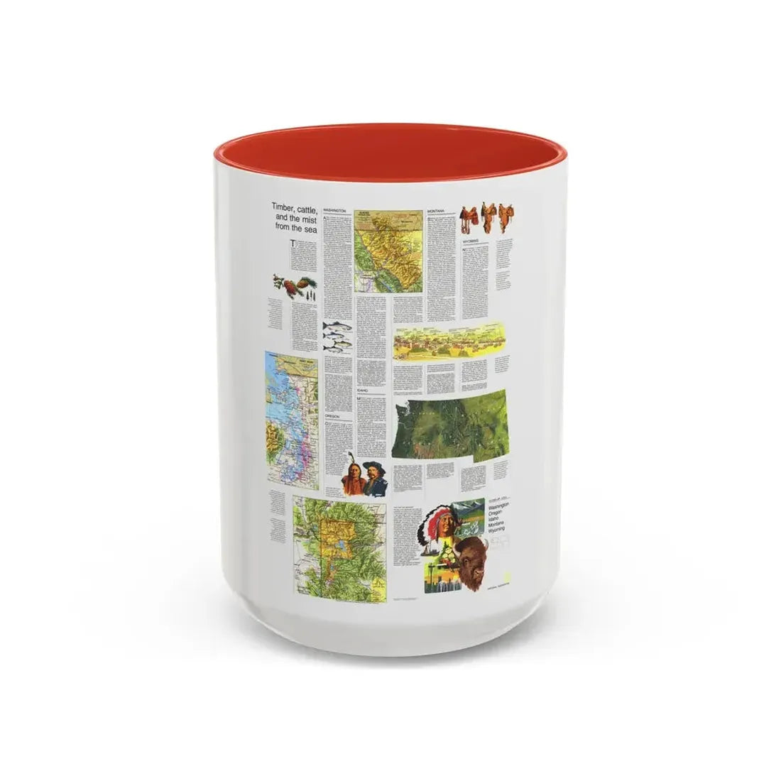 USA - Northwest 2 (1973) (Map) Accent Coffee Mug 15oz Red - Go Mug Yourself