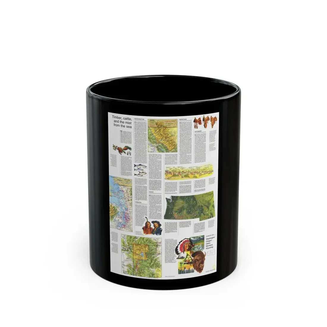 USA - Northwest 2 (1973) (Map) Black Coffee Mug 11oz - Go Mug Yourself