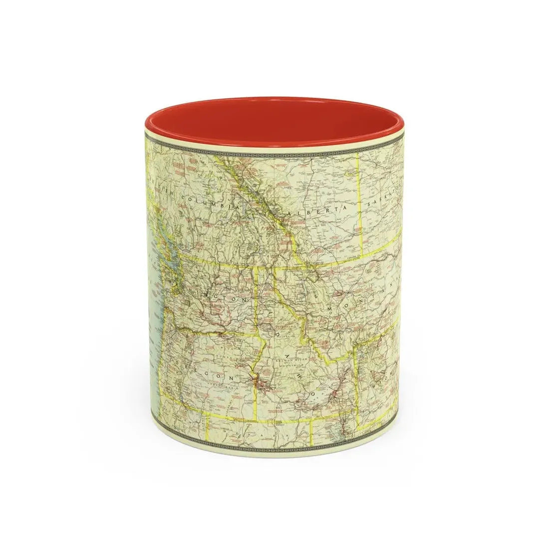 USA - Northwestern (1941) (Map) Accent Coffee Mug 11oz Red - Go Mug Yourself