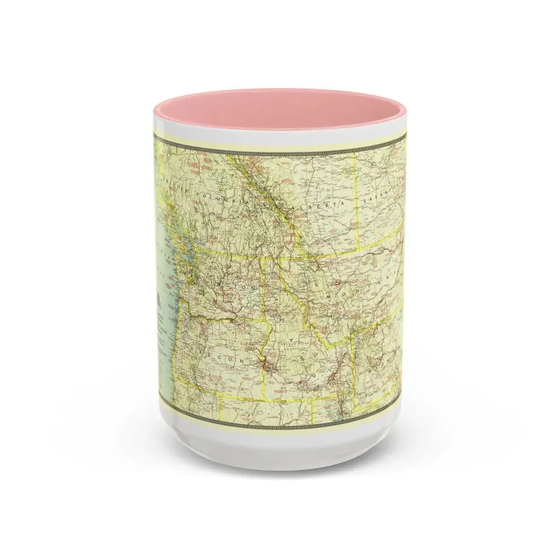 USA - Northwestern (1941) (Map) Accent Coffee Mug 15oz Pink - Go Mug Yourself