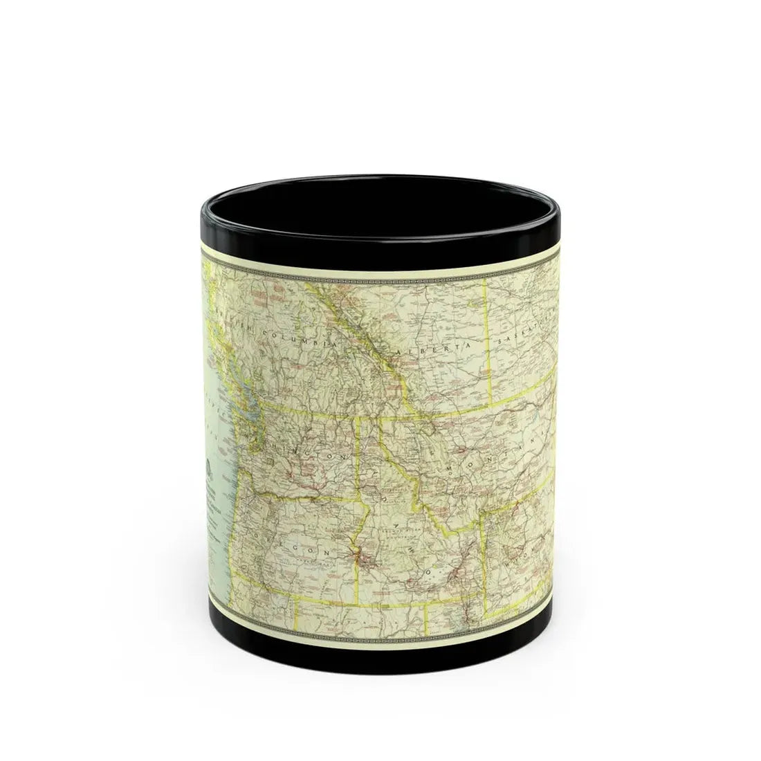 USA - Northwestern (1941) (Map) Black Coffee Mug 11oz - Go Mug Yourself