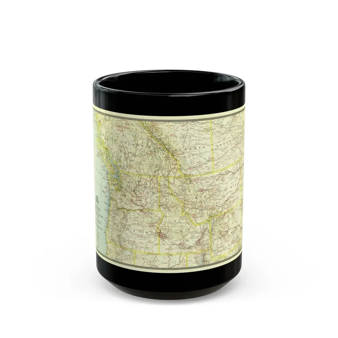 USA - Northwestern (1941) (Map) Black Coffee Mug 15oz - Go Mug Yourself