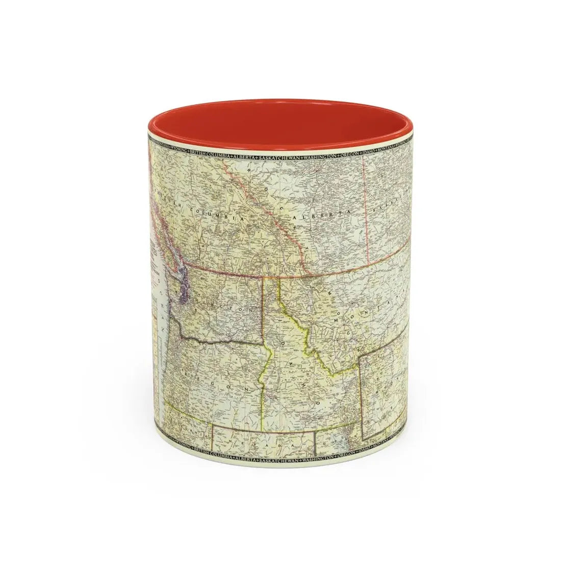 USA - Northwestern (1950) (Map) Accent Coffee Mug 11oz Red - Go Mug Yourself