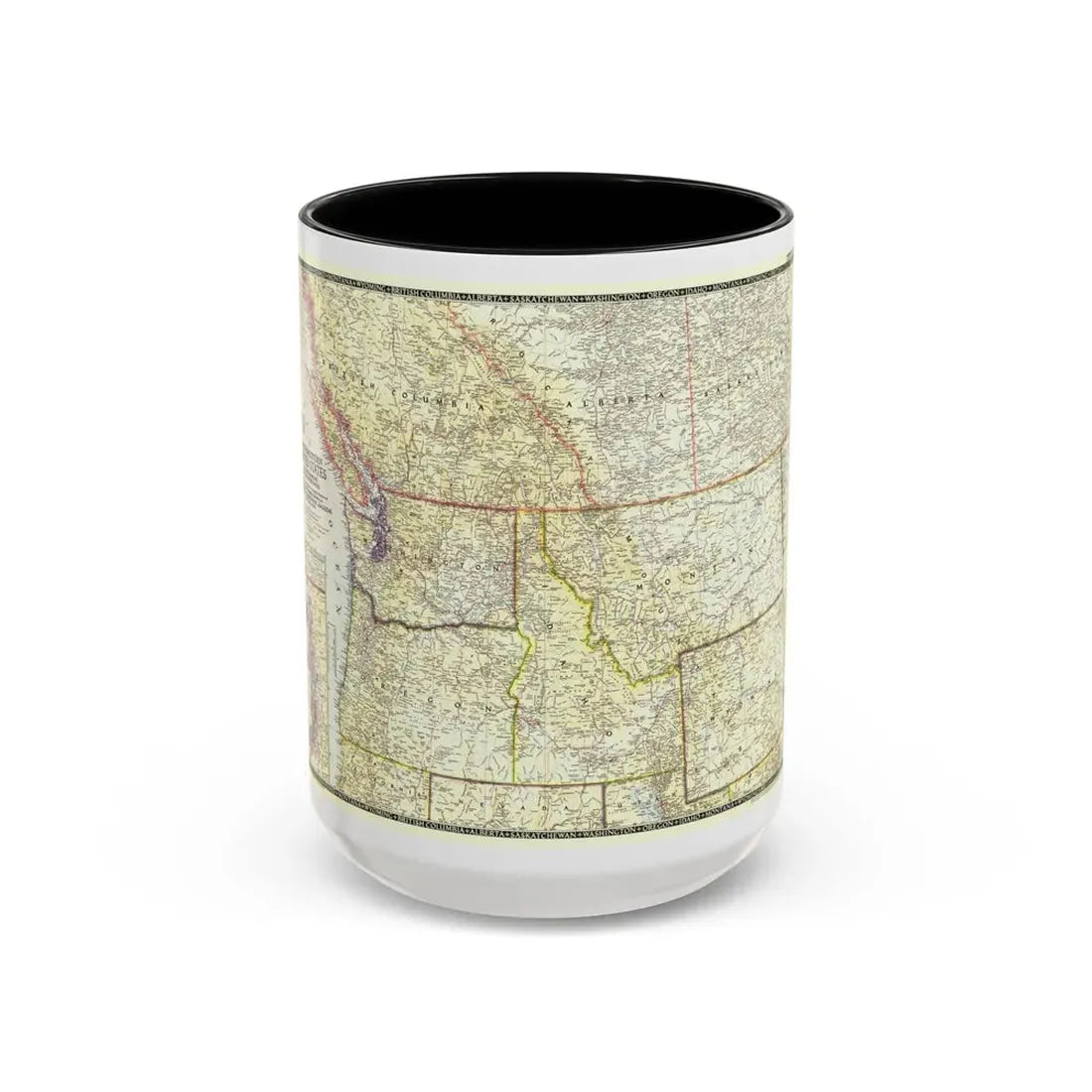 USA - Northwestern (1950) (Map) Accent Coffee Mug 15oz Black - Go Mug Yourself