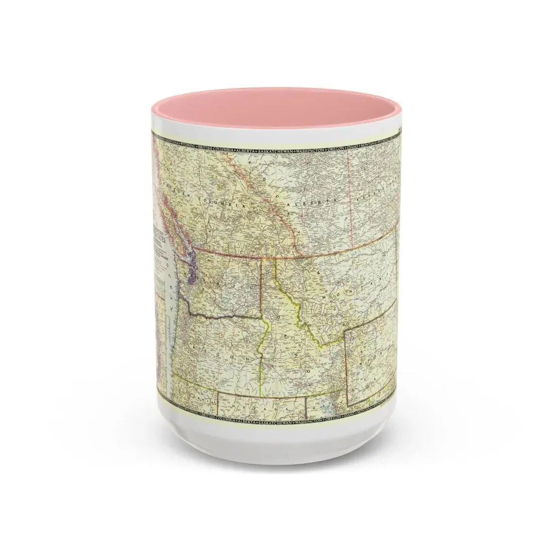 USA - Northwestern (1950) (Map) Accent Coffee Mug 15oz Pink - Go Mug Yourself
