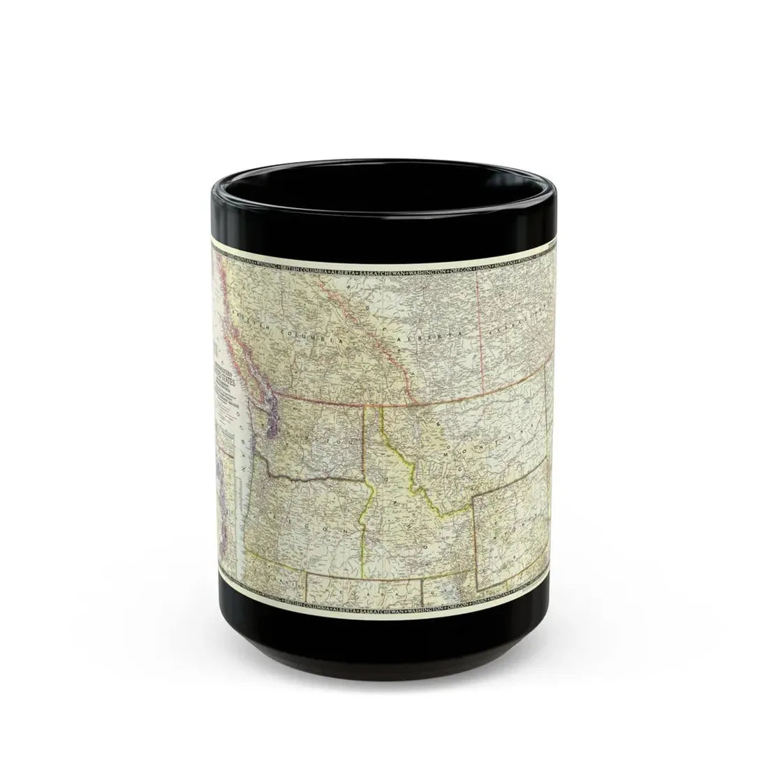 USA - Northwestern (1950) (Map) Black Coffee Mug 15oz - Go Mug Yourself
