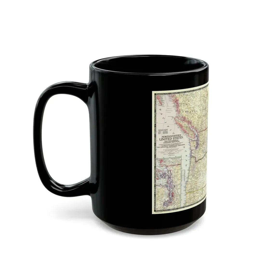 USA - Northwestern (1950) (Map) Black Coffee Mug - Go Mug Yourself
