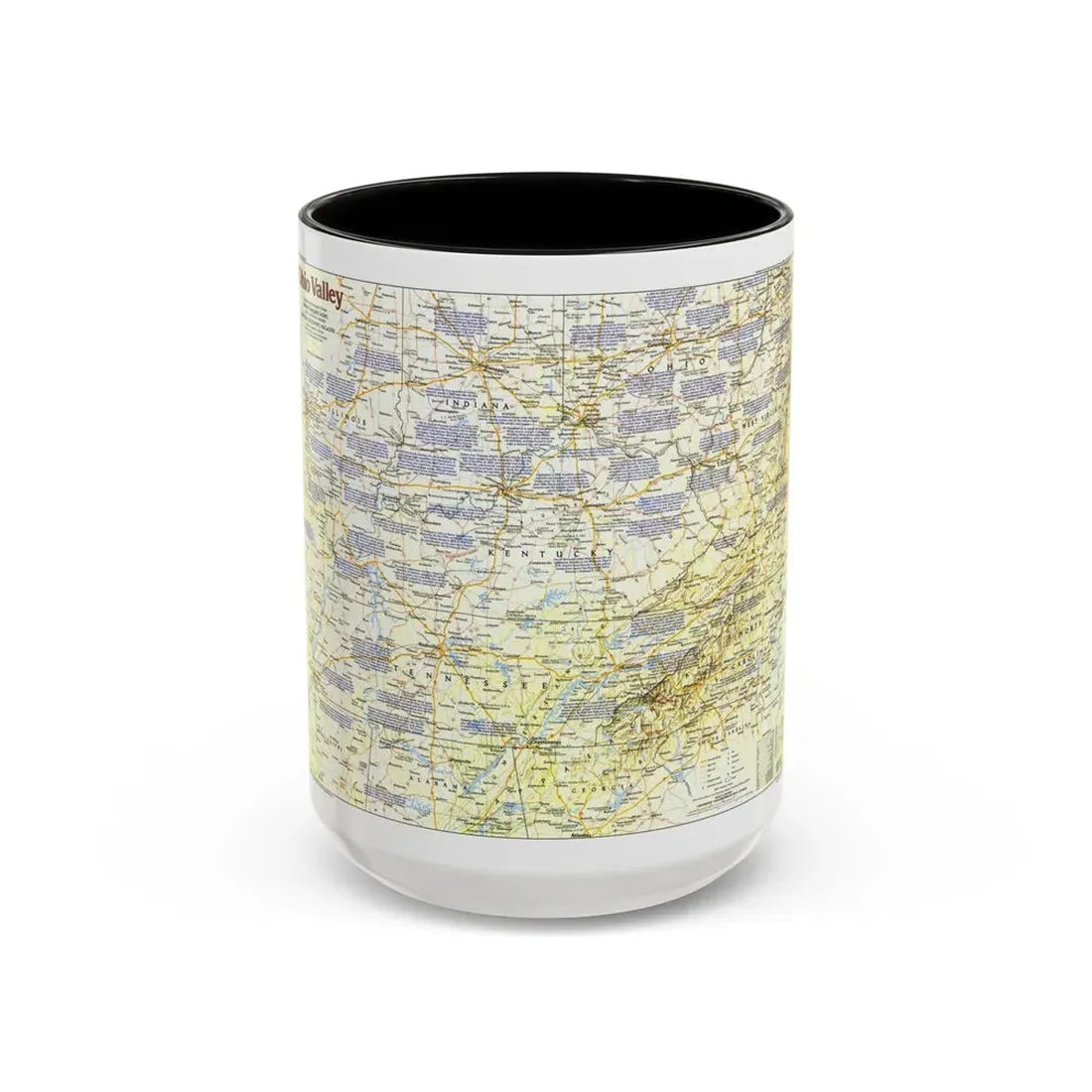 USA - Ohio Valley 1 (1985) (Map) Accent Coffee Mug 15oz Black - Go Mug Yourself