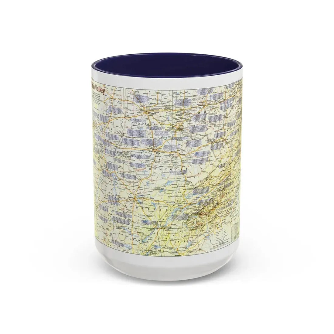USA - Ohio Valley 1 (1985) (Map) Accent Coffee Mug 15oz Navy - Go Mug Yourself