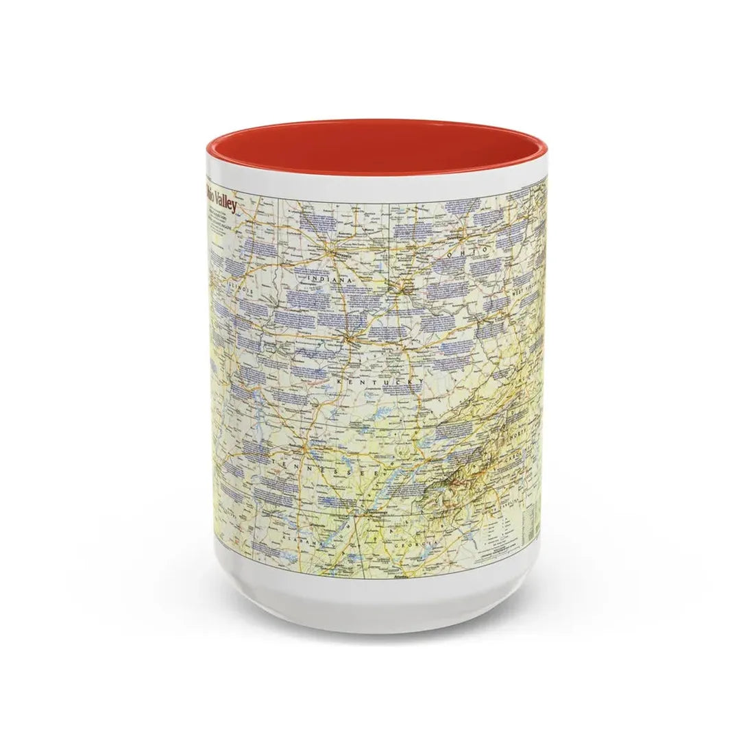 USA - Ohio Valley 1 (1985) (Map) Accent Coffee Mug 15oz Red - Go Mug Yourself