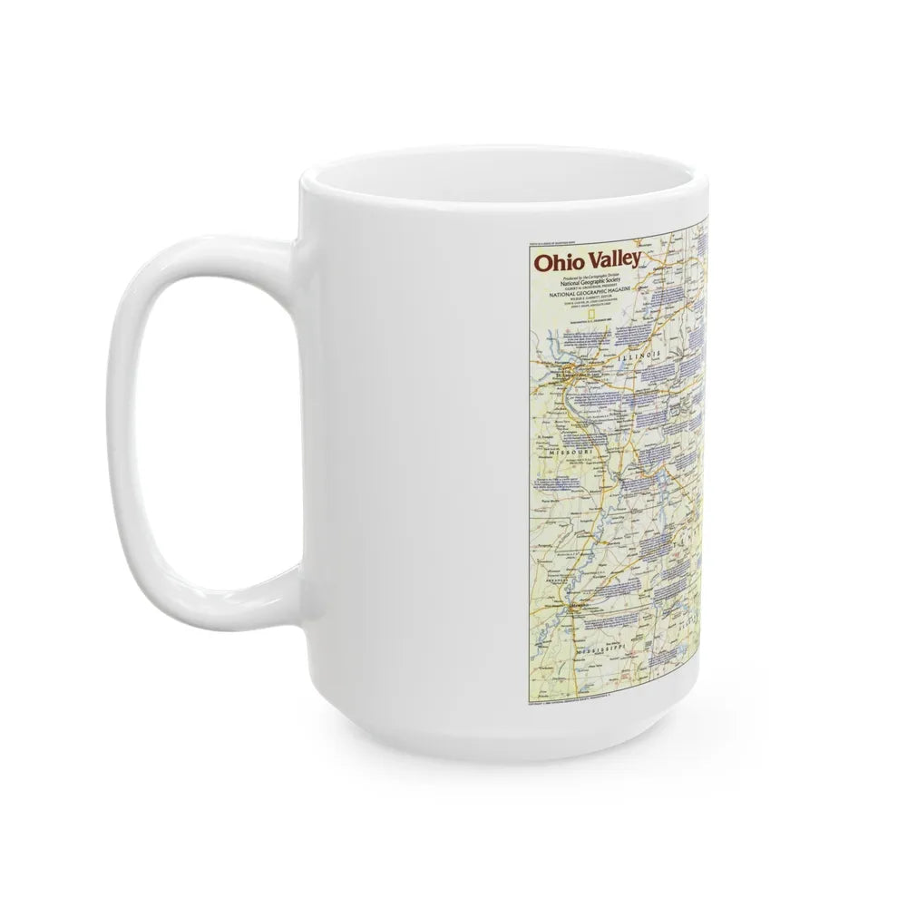 USA - Ohio Valley 1 (1985) (Map) White Coffee Mug-Go Mug Yourself