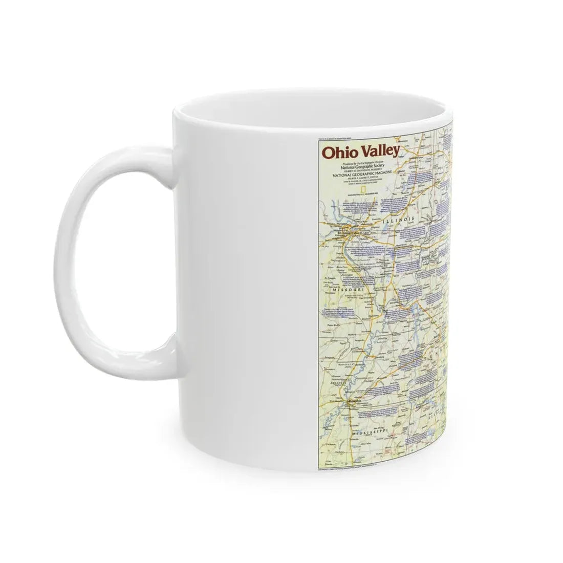 USA - Ohio Valley 1 (1985) (Map) White Coffee Mug - Go Mug Yourself