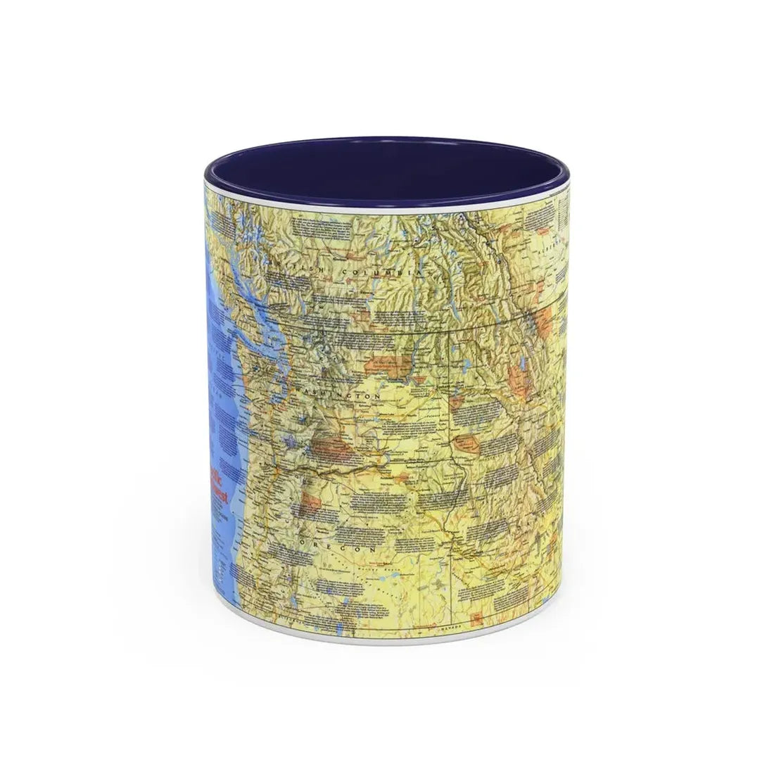 USA - Pacific Northwest 1 (1986) (Map) Accent Coffee Mug 11oz Navy - Go Mug Yourself