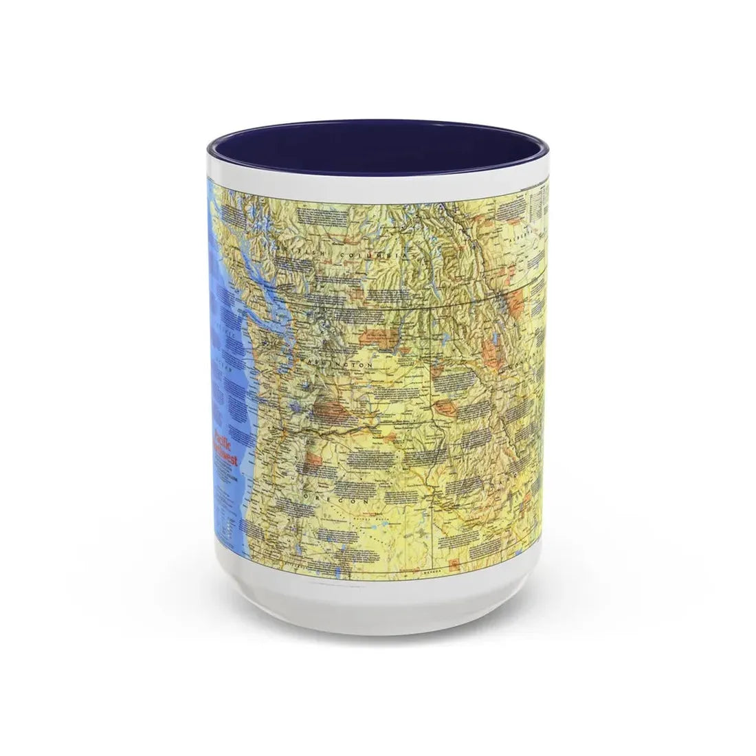 USA - Pacific Northwest 1 (1986) (Map) Accent Coffee Mug 15oz Navy - Go Mug Yourself