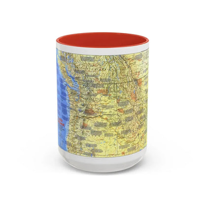 USA - Pacific Northwest 1 (1986) (Map) Accent Coffee Mug 15oz Red - Go Mug Yourself