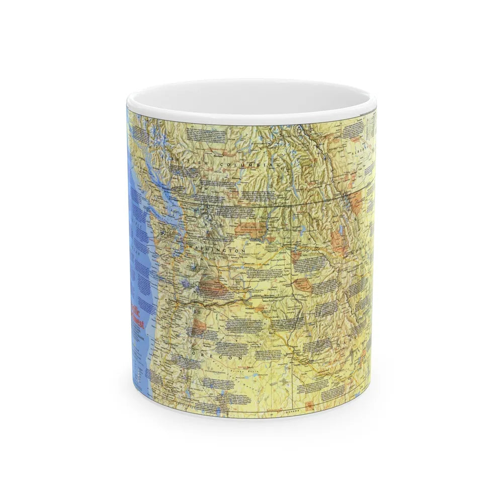 USA - Pacific Northwest 1 (1986) (Map) White Coffee Mug-11oz-Go Mug Yourself