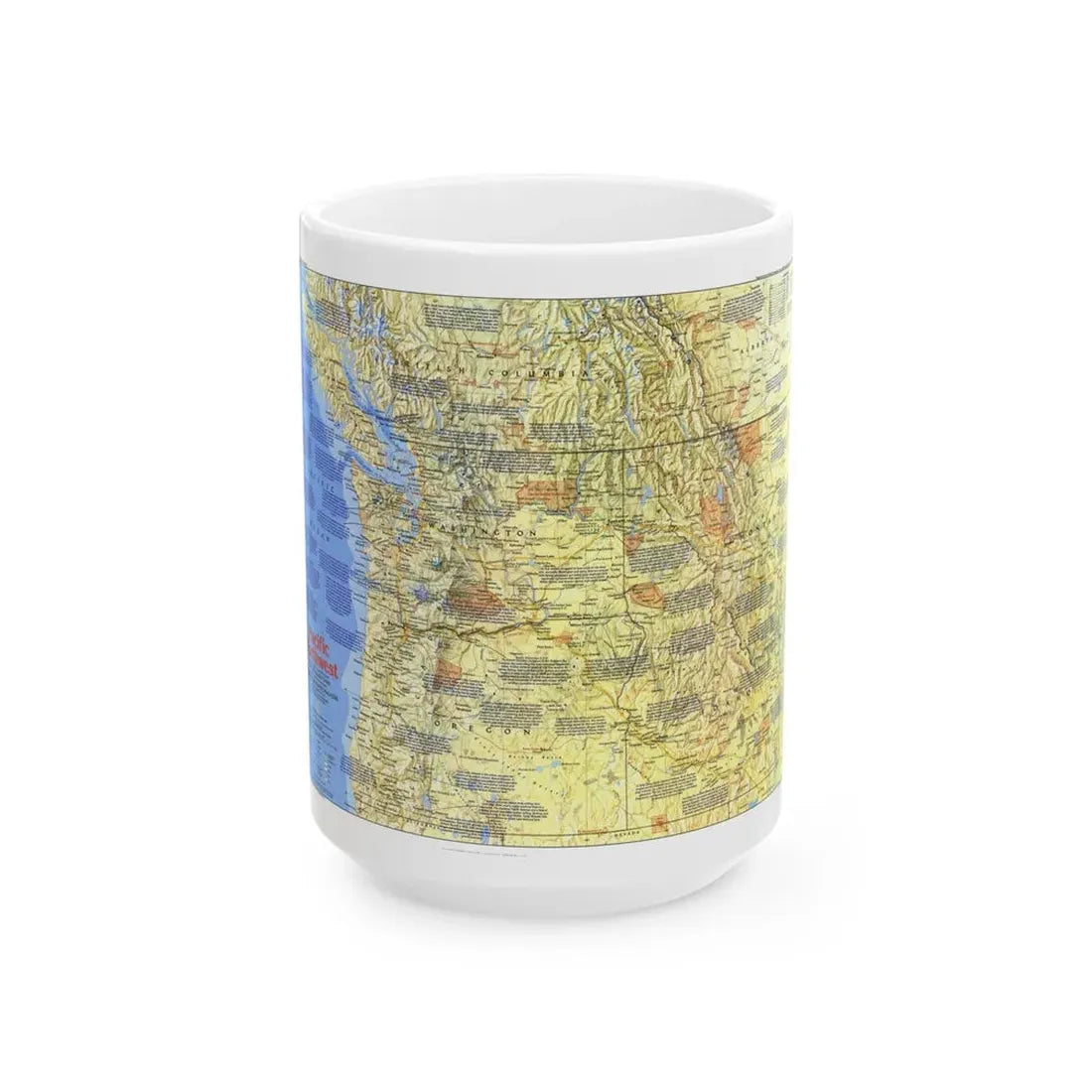 USA - Pacific Northwest 1 (1986) (Map) White Coffee Mug 15oz - Go Mug Yourself