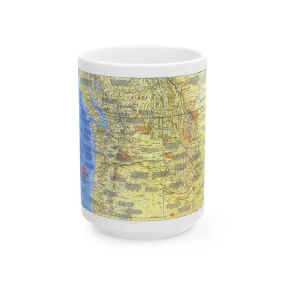 USA - Pacific Northwest 1 (1986) (Map) White Coffee Mug 15oz - Go Mug Yourself