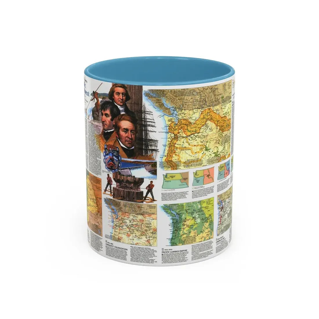 USA - Pacific Northwest 2 (1986) (Map) Accent Coffee Mug 11oz Light Blue - Go Mug Yourself