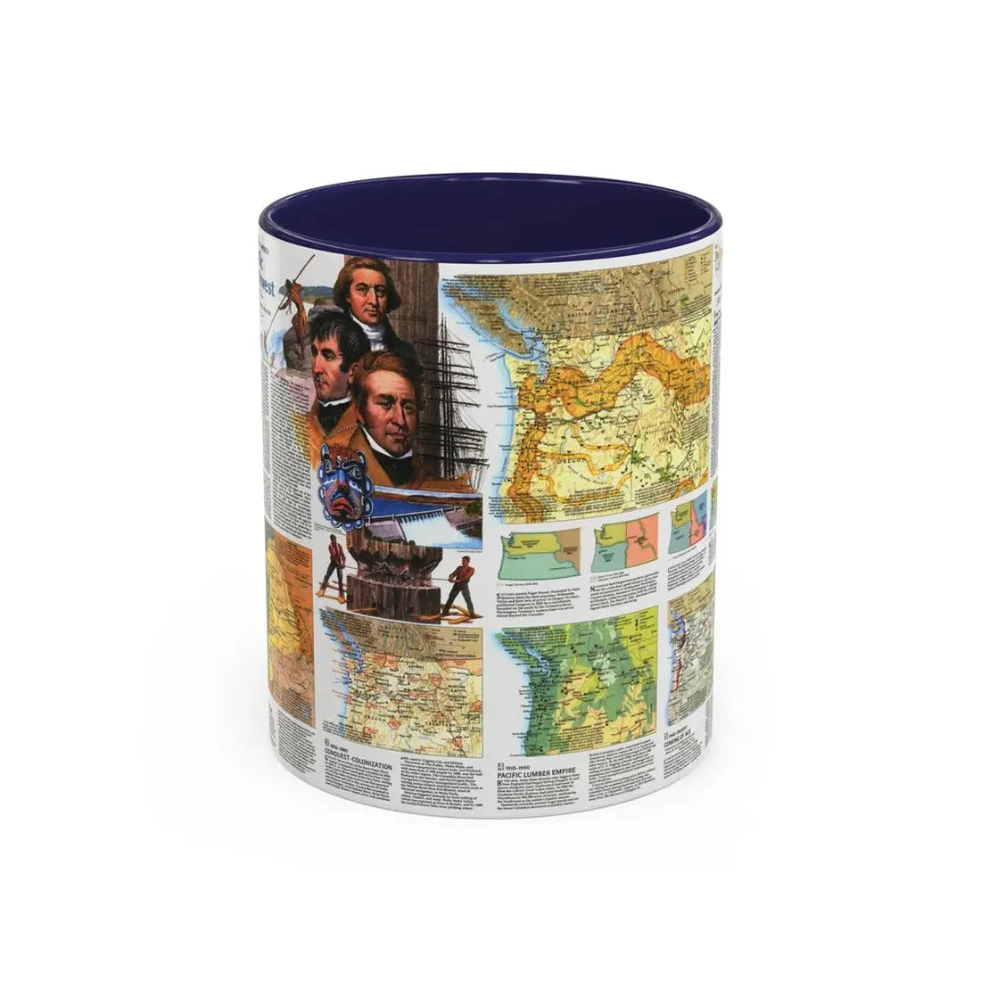 USA - Pacific Northwest 2 (1986) (Map) Accent Coffee Mug 11oz Navy - Go Mug Yourself
