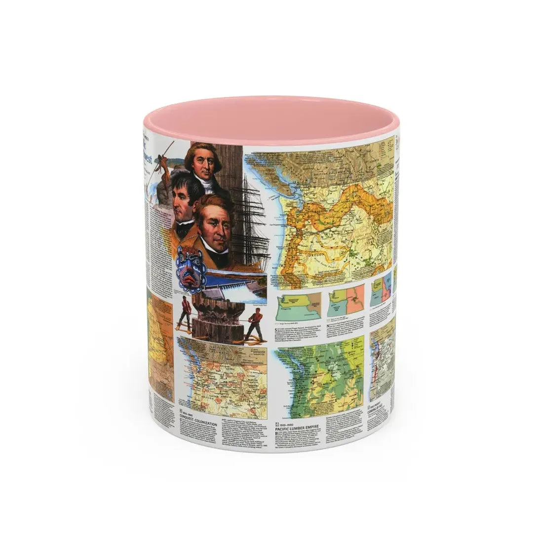 USA - Pacific Northwest 2 (1986) (Map) Accent Coffee Mug 11oz Pink - Go Mug Yourself