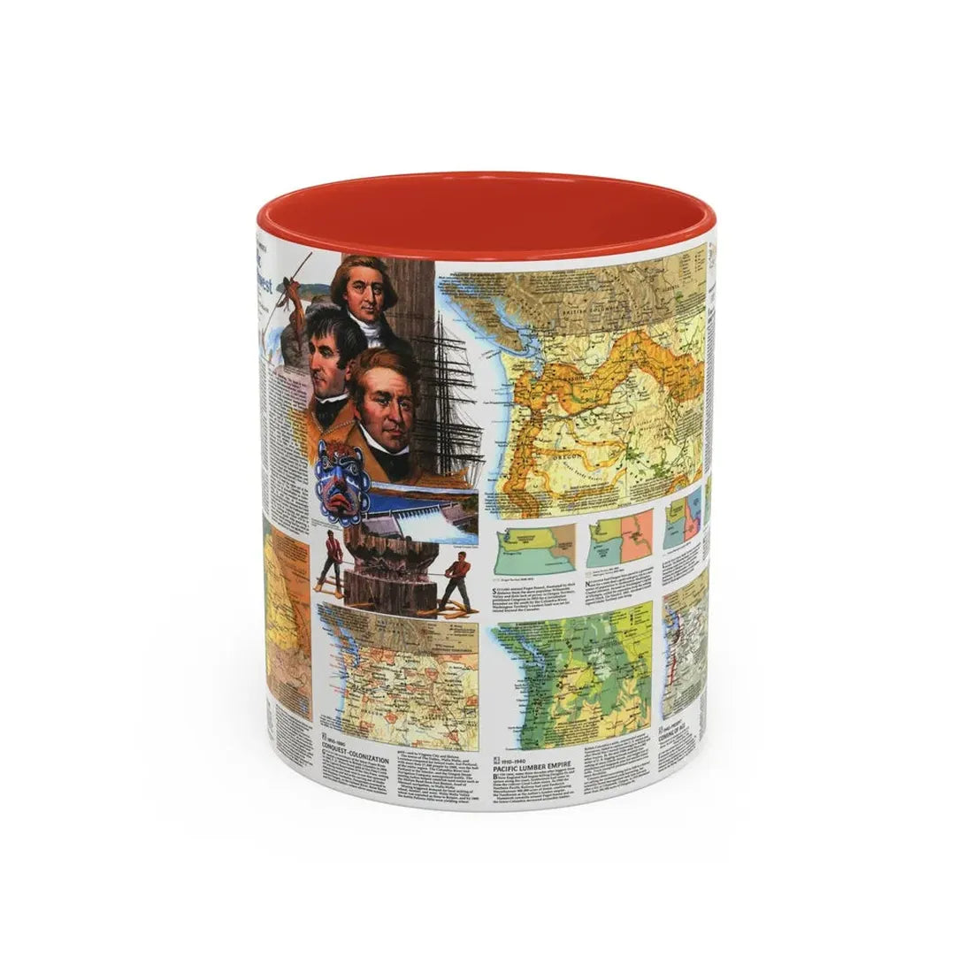 USA - Pacific Northwest 2 (1986) (Map) Accent Coffee Mug 11oz Red - Go Mug Yourself