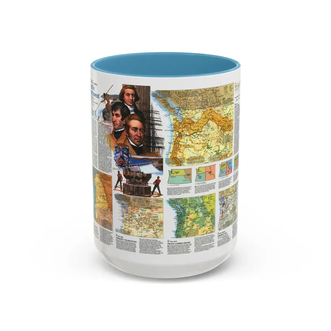 USA - Pacific Northwest 2 (1986) (Map) Accent Coffee Mug 15oz Light Blue - Go Mug Yourself