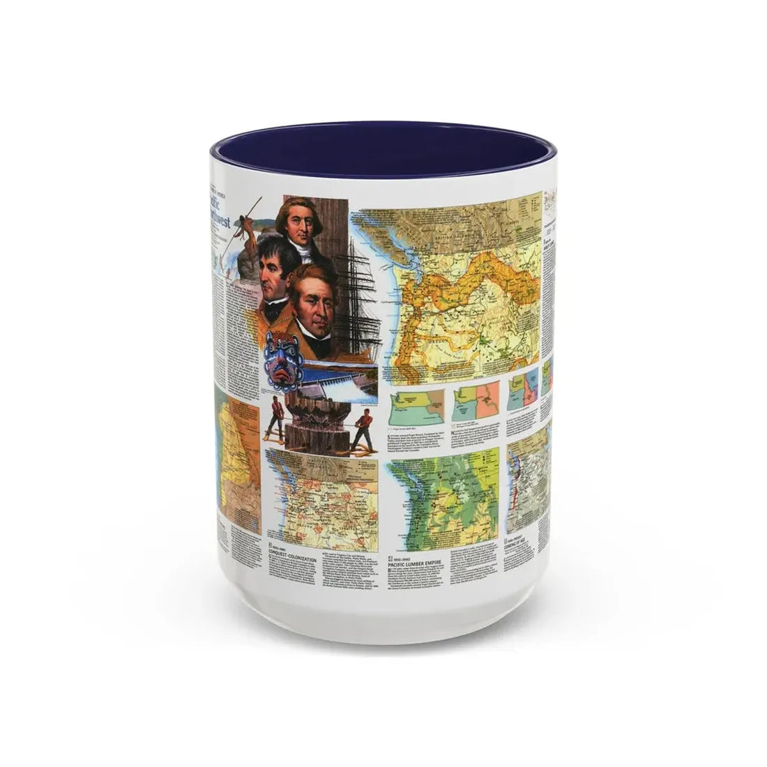 USA - Pacific Northwest 2 (1986) (Map) Accent Coffee Mug 15oz Navy - Go Mug Yourself
