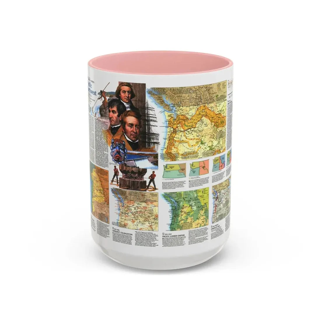 USA - Pacific Northwest 2 (1986) (Map) Accent Coffee Mug 15oz Pink - Go Mug Yourself