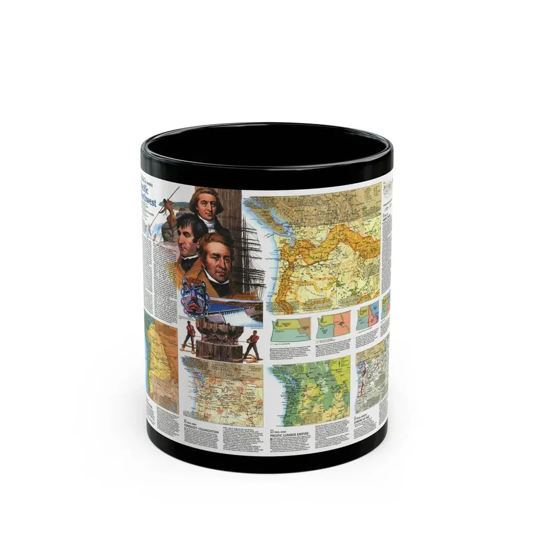 USA - Pacific Northwest 2 (1986) (Map) Black Coffee Mug 11oz - Go Mug Yourself
