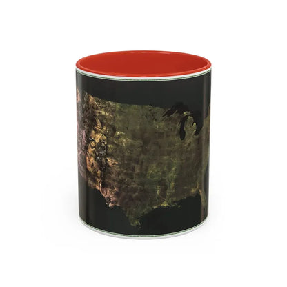 USA - Portrait U.S.A (1976) (Map) Accent Coffee Mug 11oz Red - Go Mug Yourself