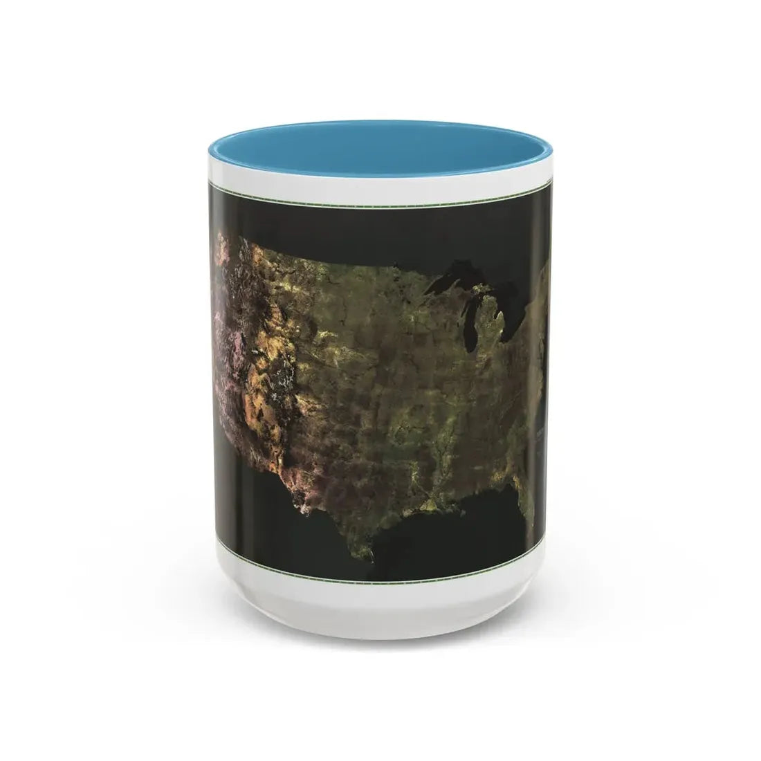 USA - Portrait U.S.A (1976) (Map) Accent Coffee Mug 15oz Light Blue - Go Mug Yourself