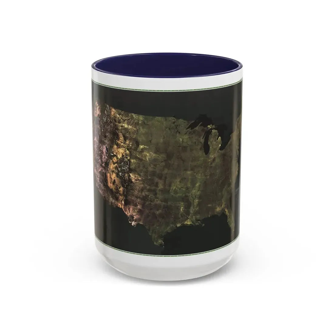 USA - Portrait U.S.A (1976) (Map) Accent Coffee Mug 15oz Navy - Go Mug Yourself