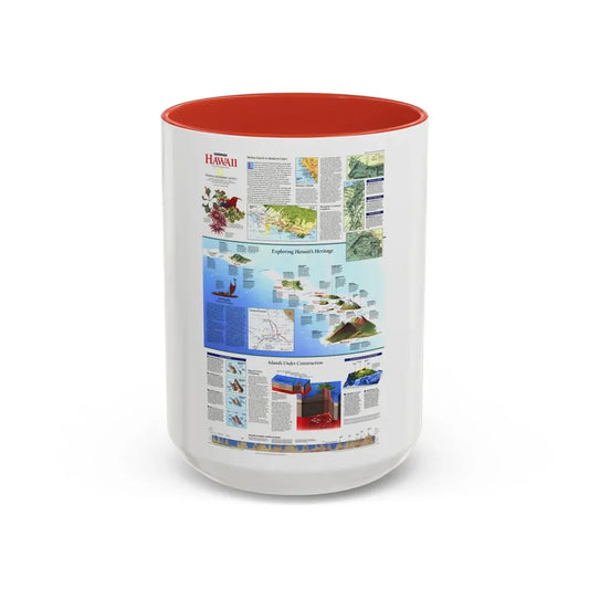 USA - Rediscovering Hawaii (1995) (Map) Accent Coffee Mug 15oz Red - Go Mug Yourself