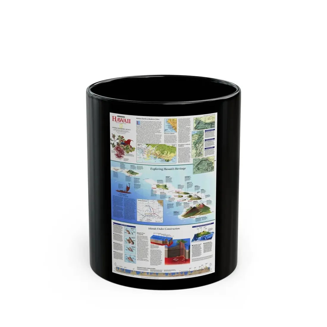 USA - Rediscovering Hawaii (1995) (Map) Black Coffee Mug 11oz - Go Mug Yourself