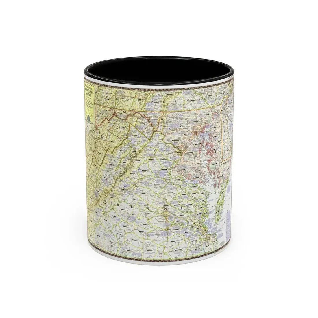 USA - Round About the Nation's Capital (1956) (Map) Accent Coffee Mug 11oz Black - Go Mug Yourself