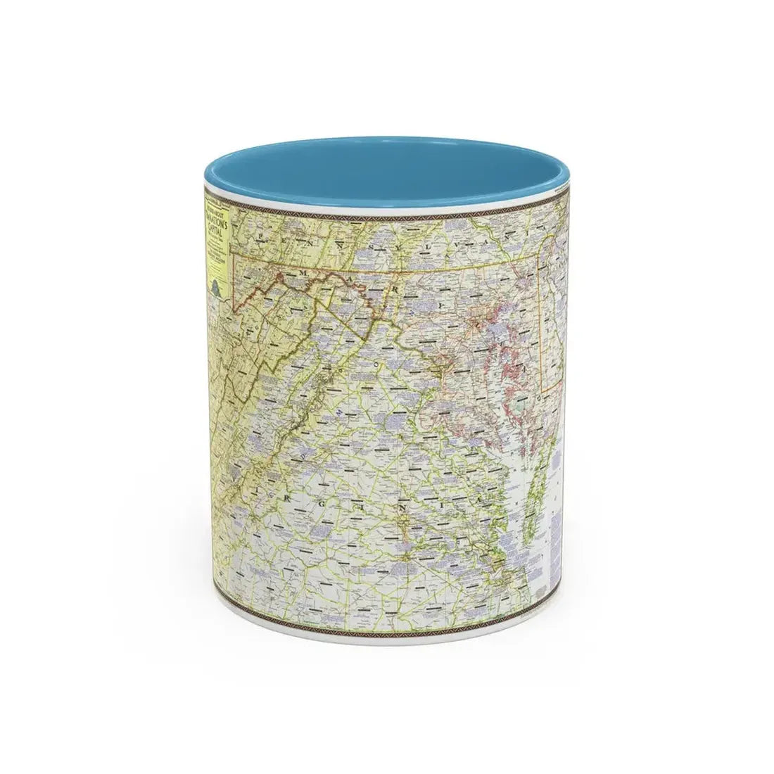 USA - Round About the Nation's Capital (1956) (Map) Accent Coffee Mug 11oz Light Blue - Go Mug Yourself